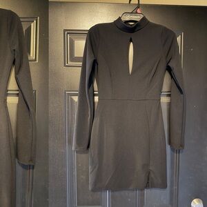 Lulu's Elegant Black Long Sleeve Dress